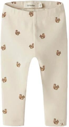 LIL' ATELIER BABY babybroek met print ecru bruin Stretchkatoen