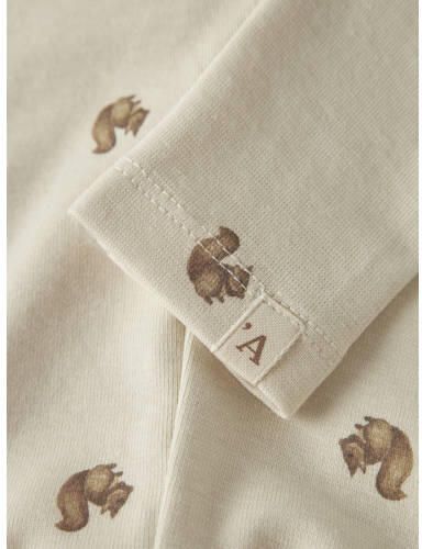 LIL' ATELIER BABY babybroek met print ecru bruin Stretchkatoen - Foto 2