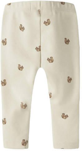 LIL' ATELIER BABY babybroek met print ecru bruin Stretchkatoen - Foto 3