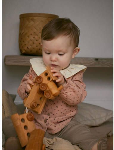 LIL' ATELIER BABY broek NBFRACHEL met katoen taupe Bruin All over print 62 - Foto 3