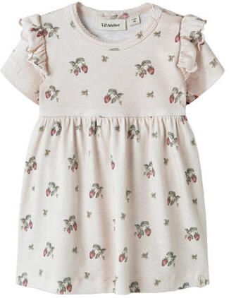 LIL' ATELIER BABY gebloemde korte jurk lichtroze Meisjes Stretchkatoen Ronde hals