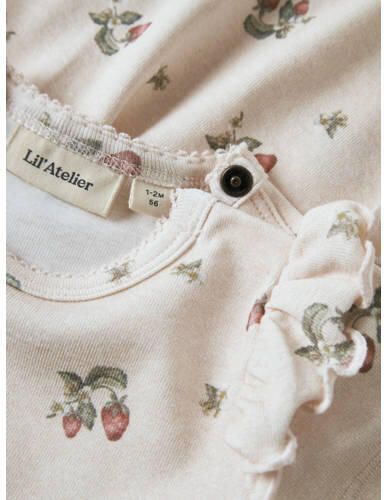 LIL' ATELIER BABY gebloemde korte jurk lichtroze Meisjes Stretchkatoen Ronde hals - Foto 2