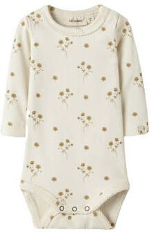 LIL' ATELIER BABY gebloemde romper ecru Meisjes Katoen Ronde hals Bloemen