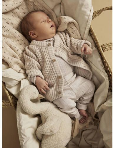 LIL' ATELIER BABY gebreid vest NMNEMLEN lichtzand Beige Jongens Katoen Ronde hals 56