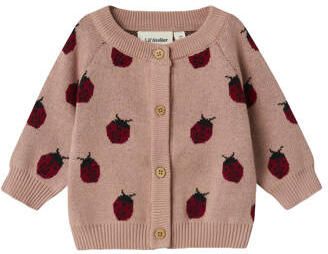LIL' ATELIER BABY gebreid vest oudroze Meisjes Katoen Ronde hals All over print