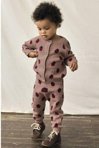 LIL' ATELIER BABY gebreid vest oudroze Meisjes Katoen Ronde hals All over print - Foto 2