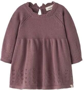 LIL' ATELIER BABY gebreide jacquard jurk oudroze Meisjes Katoen Ronde hals