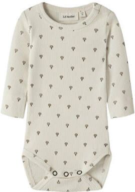 LIL' ATELIER BABY gebreide romper met print ecru Stretchkatoen Ronde hals
