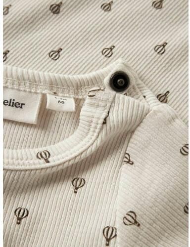 LIL' ATELIER BABY gebreide romper met print ecru Stretchkatoen Ronde hals - Foto 2