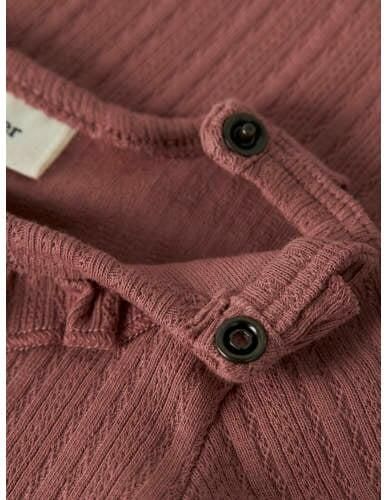 LIL' ATELIER BABY gebreide romper met ruches oudroze Meisjes Katoen Ronde hals