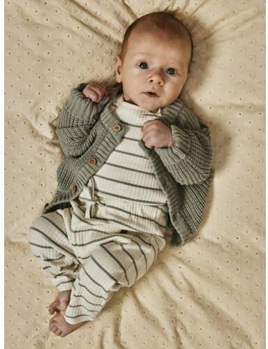 LIL' ATELIER BABY gestreepte broek NBMKAIL offwhite grijs Wit Jongens Katoen 56 - Foto 2