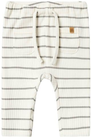LIL' ATELIER BABY gestreepte broek NBMKAIL offwhite grijs Wit Jongens Stretchkatoen - Foto 3