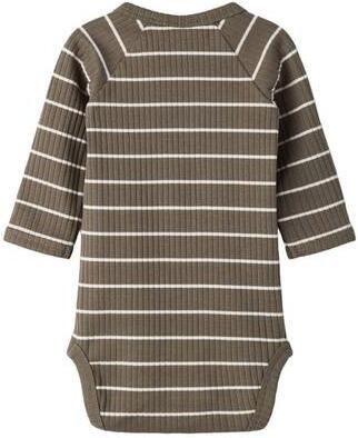 LIL' ATELIER BABY gestreepte romper groen Jongens Stretchkatoen Ronde hals - Foto 3