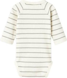 LIL' ATELIER BABY gestreepte romper NBMKAIL ecru grijs Jongens Stretchkatoen Ronde hals - Foto 3