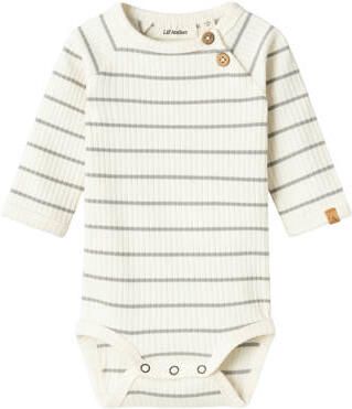 LIL' ATELIER BABY gestreepte romper NBMKAIL ecru grijs Jongens Stretchkatoen Ronde hals - Foto 2