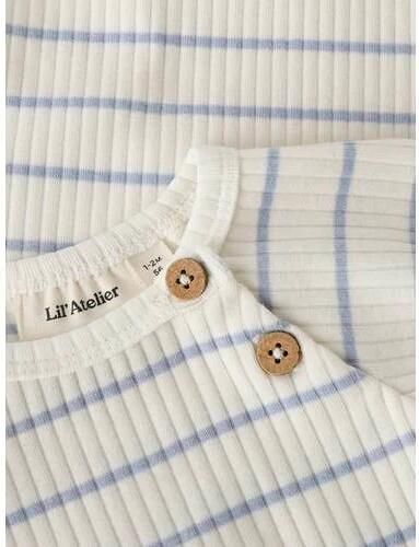 LIL' ATELIER BABY gestreepte romper wit Jongens Katoen Ronde hals Streep - Foto 2
