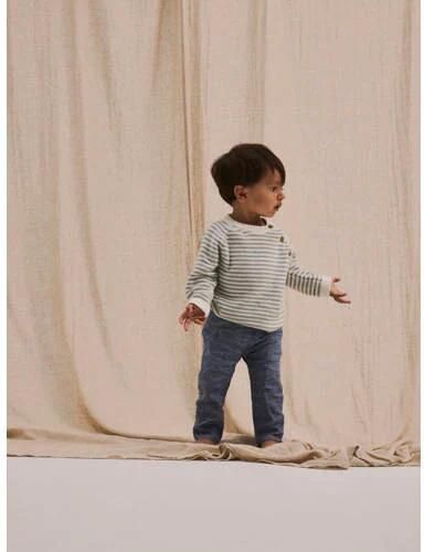 LIL' ATELIER BABY gestreepte trui NBMKADIN offwhite grijs Ecru Jongens Katoen Ronde hals 80