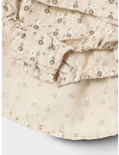 LIL' ATELIER BABY jurk met romper NBFLACY ecru taupe Beige Meisjes Polyester Ronde hals 80