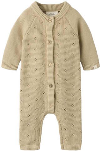 LIL' ATELIER BABY katoenen boxpak beige Effen