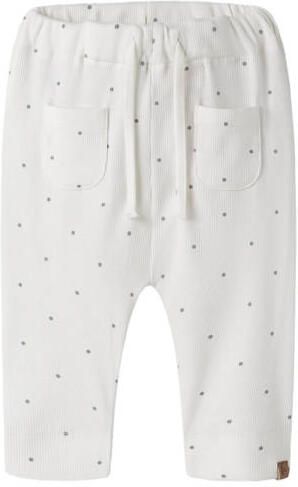 LIL' ATELIER BABY katoenen gebreide babybroek met stippen ecru Jongens Stretchkatoen