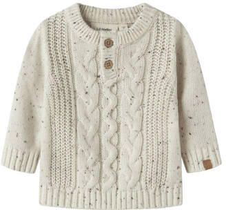LIL' ATELIER BABY katoenen gebreide trui beige Effen