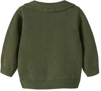 LIL' ATELIER BABY katoenen gebreide trui groen Effen