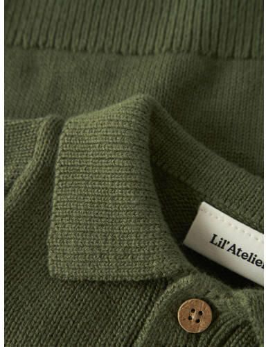 LIL' ATELIER BABY katoenen gebreide trui groen Effen - Foto 2