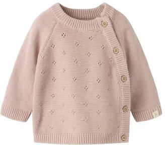 LIL' ATELIER BABY katoenen gebreide trui lichtroze Effen