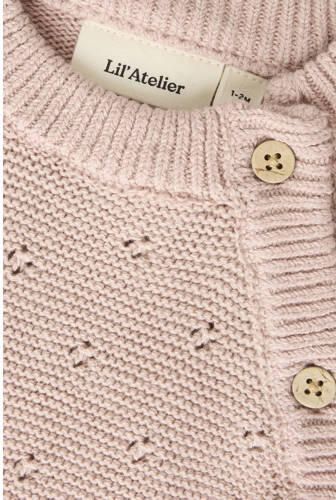 LIL' ATELIER BABY katoenen gebreide trui lichtroze Effen - Foto 3
