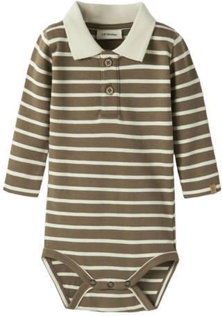 LIL' ATELIER BABY katoenen gestreepte romper groen Streep