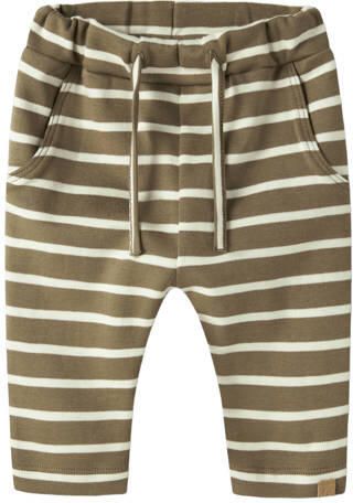 LIL' ATELIER BABY katoenen loose fit gestreepte babybroek bruin Streep