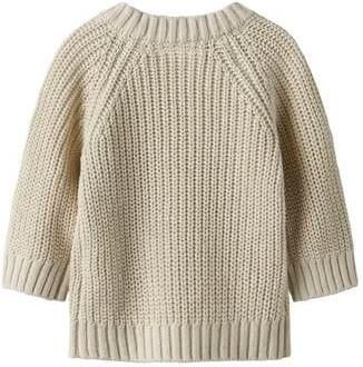 LIL' ATELIER BABY katoenen rechtvallende gebreide trui beige Effen - Foto 3