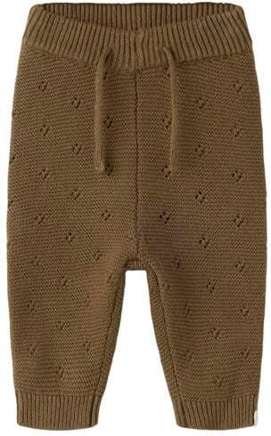 LIL' ATELIER BABY katoenen regular fit gebreide babybroek donkerbruin