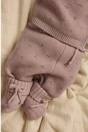 LIL' ATELIER BABY katoenen regular fit gebreide babybroek roze Effen - Foto 2