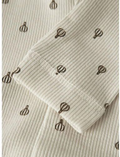 LIL' ATELIER BABY katoenen slim fit gebreide babybroek met print ecru Stretchkatoen - Foto 2