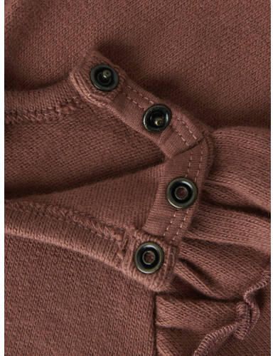 LIL' ATELIER BABY korte jurk met ruches bruin Meisjes Stretchkatoen Ronde hals - Foto 5