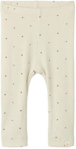 LIL' ATELIER BABY legging met stippen ecru Meisjes Stretchkatoen Stip