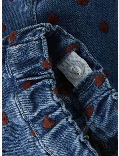 LIL' ATELIER BABY loose fit jeans met borduursels en hartjes dark blue denim Blauw - Foto 2