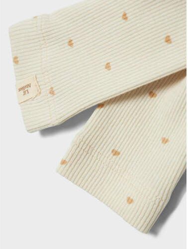 LIL' ATELIER BABY regular fit broek NBFGAGO met hartjes ecru roze Meisjes Katoen 86