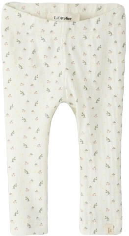 LIL' ATELIER BABY regular gebloemde legging wit Meisjes Stretchkatoen Bloemen
