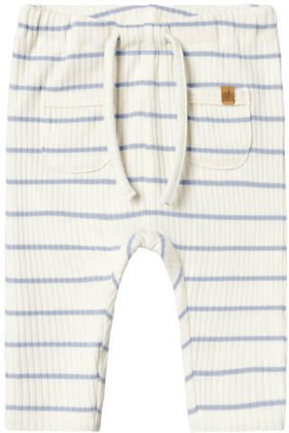 LIL' ATELIER BABY regular gestreepte babybroek Ecru Jongens Stretchkatoen