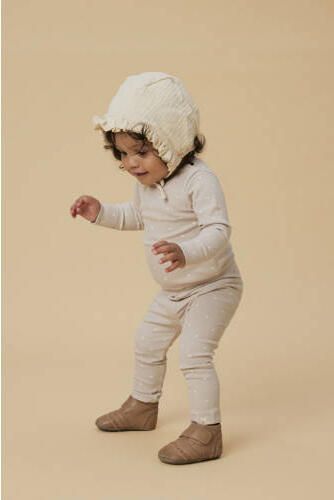 LIL' ATELIER BABY regular legging met hartjes antiek cremewit Ecru Meisjes Stretchkatoen