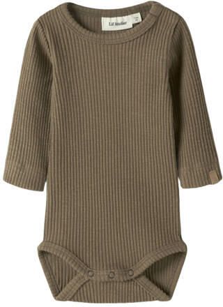 LIL' ATELIER BABY romper bruin Jongens Stretchkatoen Ronde hals