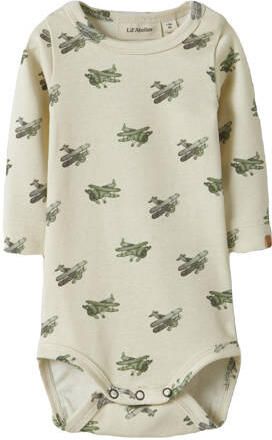 LIL' ATELIER BABY romper ecru Jongens Stretchkatoen Ronde hals All over print