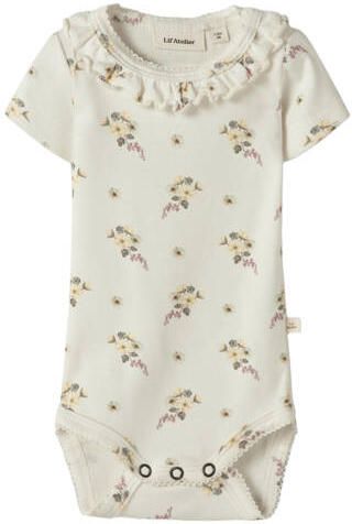 LIL' ATELIER BABY romper ecru Meisjes Stretchkatoen Ronde hals All over print