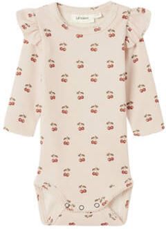 LIL' ATELIER BABY romper ecru rood Meisjes Katoen Ronde hals All over print
