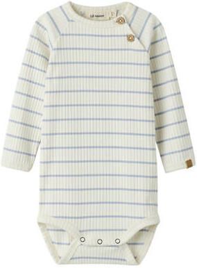 LIL' ATELIER BABY romper gestreept ecru blauw Jongens Stretchkatoen Ronde hals