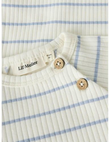 LIL' ATELIER BABY romper gestreept ecru blauw Jongens Stretchkatoen Ronde hals - Foto 2