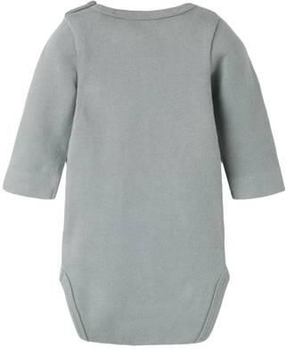 LIL' ATELIER BABY romper grijsblauw Jongens Stretchkatoen Ronde hals