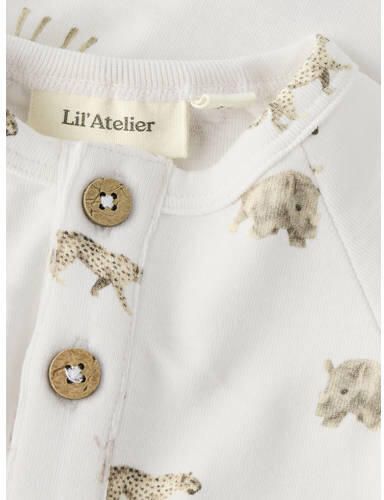 LIL' ATELIER BABY romper met all over print wit Jongens Katoen Ronde hals - Foto 2